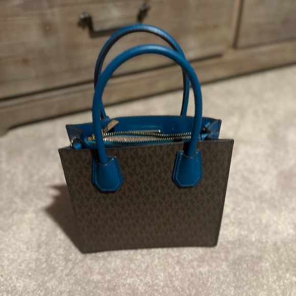 Michael Kors Mercer Women's Crossbody Bag - Brown and Dark Teal With Wallet - Picture 4 of 14